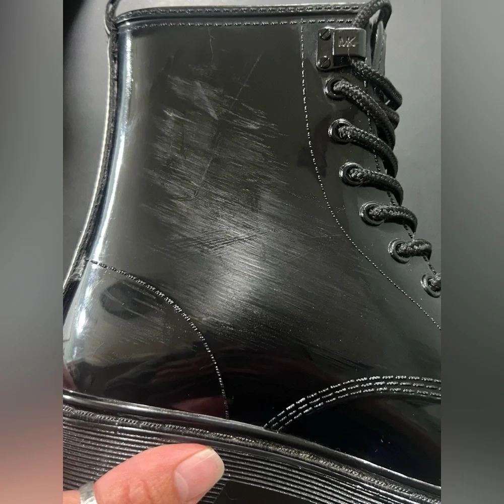 MICHAEL KORS Tavie Logo Tape Lace-Up Rain Combat Boot Fall Winter Outdoor